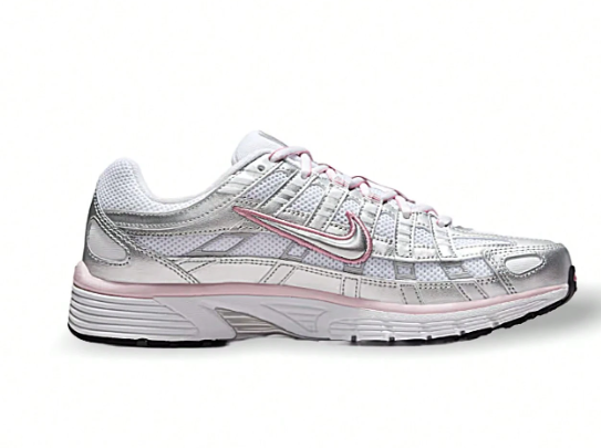 Nike Sneakers P-6000 Sweat Absorption Breathable Lightweight Solid Good Elasticity Easy To Wash Outdoor Daily Women White Silver BV1021-108