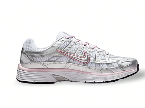 Nike Sneakers P-6000 Sweat Absorption Breathable Lightweight Solid Good Elasticity Easy To Wash Outdoor Daily Women White Silver BV1021-108