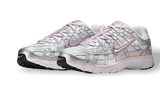 Nike Sneakers P-6000 Sweat Absorption Breathable Lightweight Solid Good Elasticity Easy To Wash Outdoor Daily Women White Silver BV1021-108